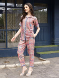 Pink Rayon Floral Printed Top with Matching Bottom - Eesha