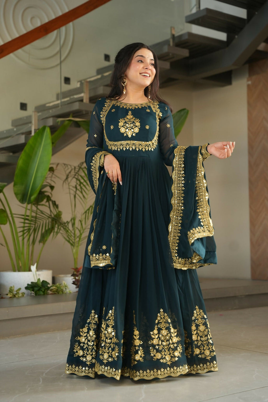 Joban Fashion Rama Georgette Sequence Embroidery Work Kurta Set