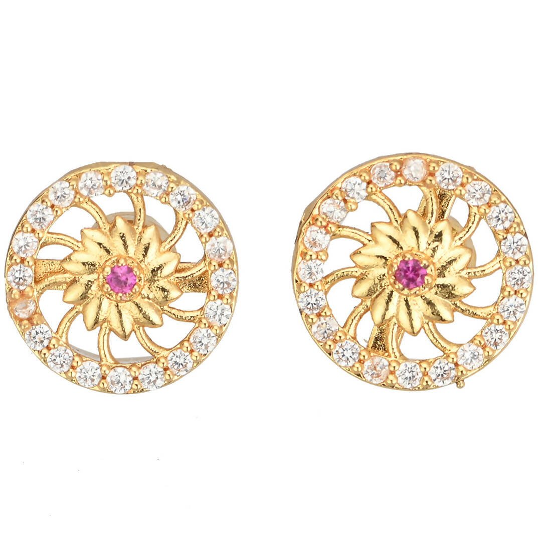 AanyaCentric Gold-Polished Mangalsutra with Pendant, 2 Pair Earrings