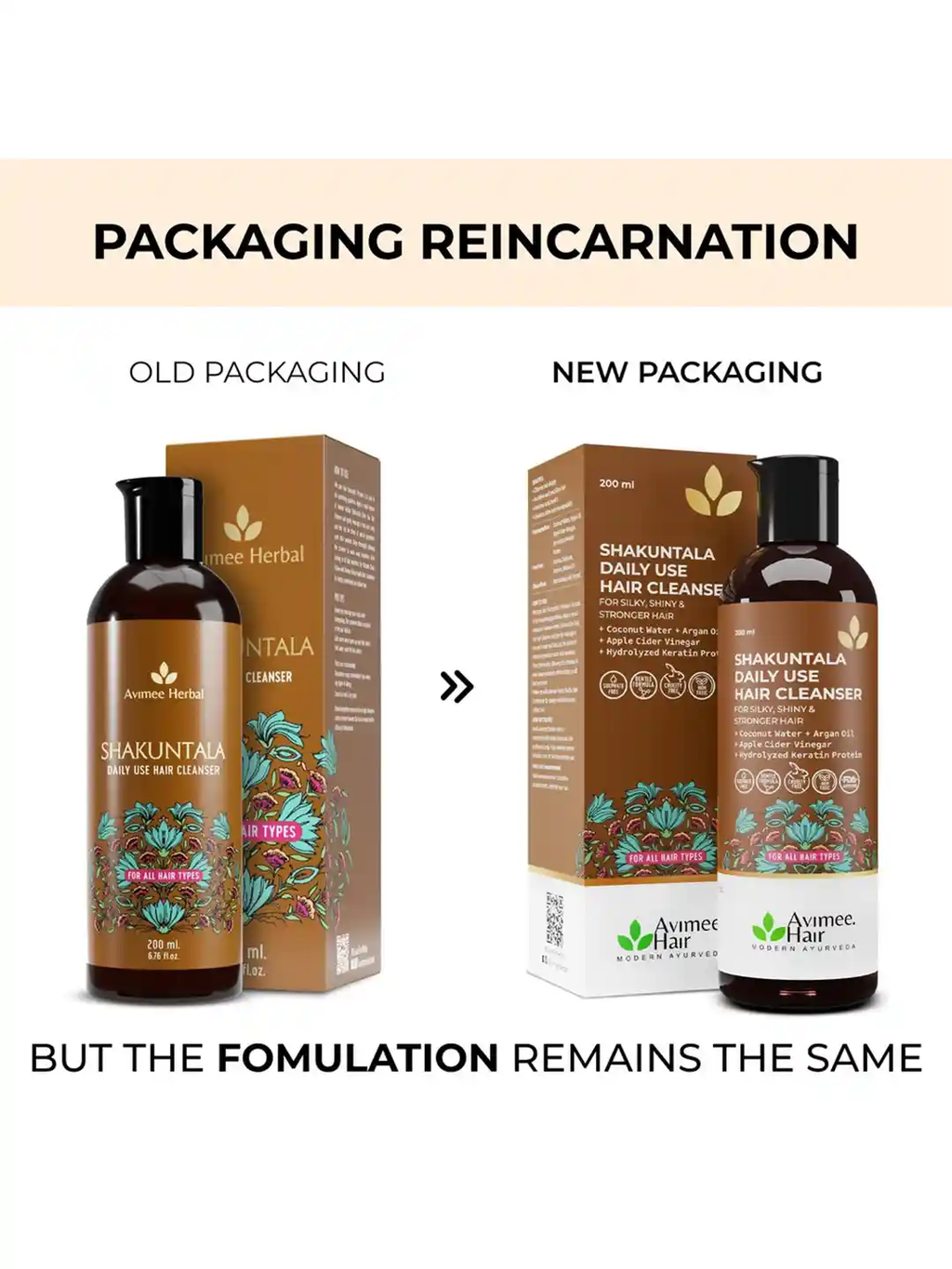 Avimee Herbal Shakuntala Hair Cleanser/Shampoo For Silky & Shiny Hair With Aloe Vera, Apple Cider Vinegar, Rice Protein & Keratin Protein