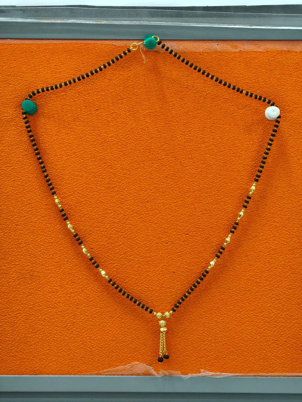 NVR Women Ethnic Gold-Polished Beaded Mangalsutra