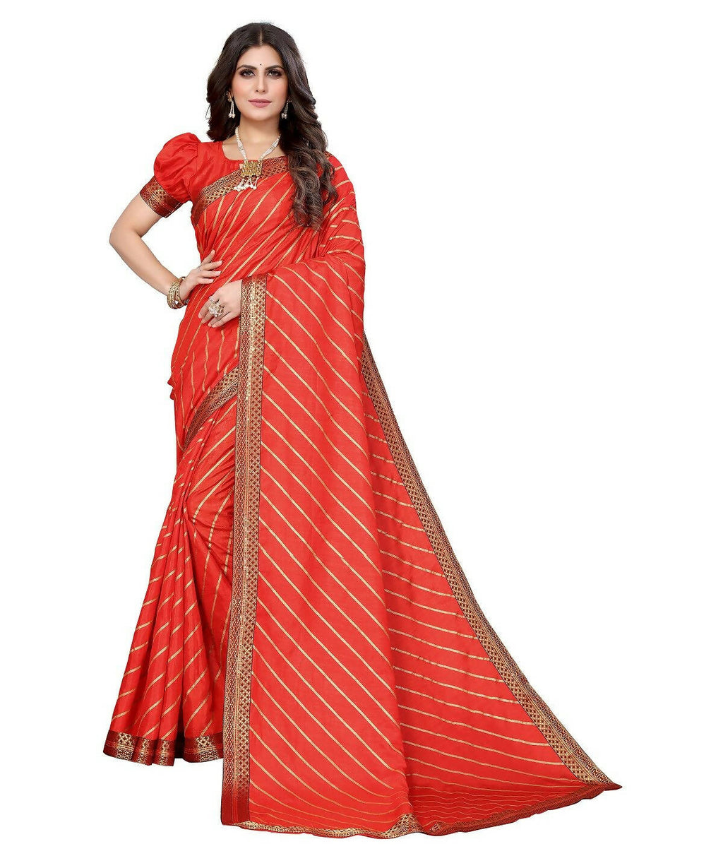 Vamika Dola Silk Red Lace Border Bollywood Style Saree (SUCHI RED)