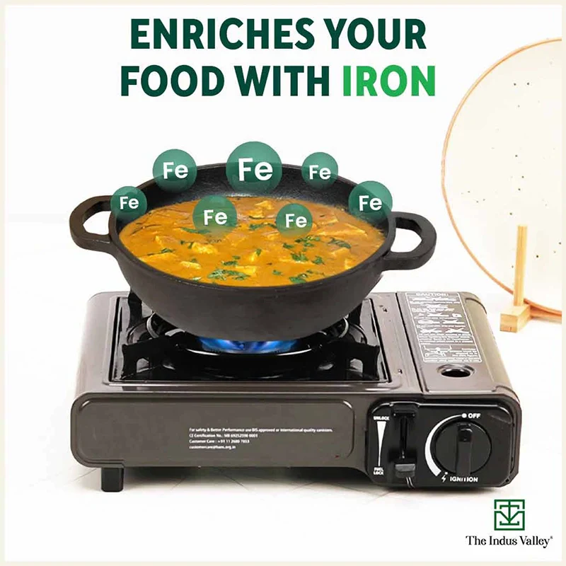 The Indus Valley CASTrong Cast Iron Cookware Set: Tawa+ Kadai, Kitchen Set for Home, Pre-seasoned, 100% Pure, Toxin-free, Induction, Tadka Pan
