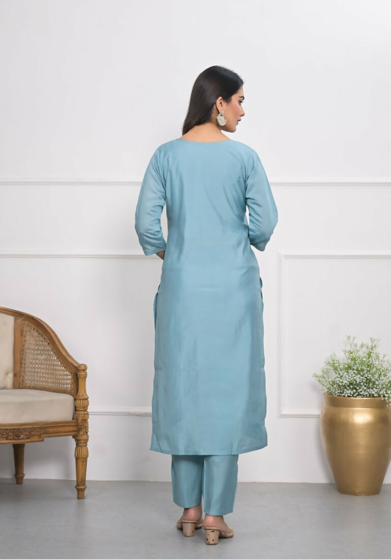 Lavender Viscose Silk Embroidery with Thread and sequence Stitched Suit With Dupatta - Tanisha