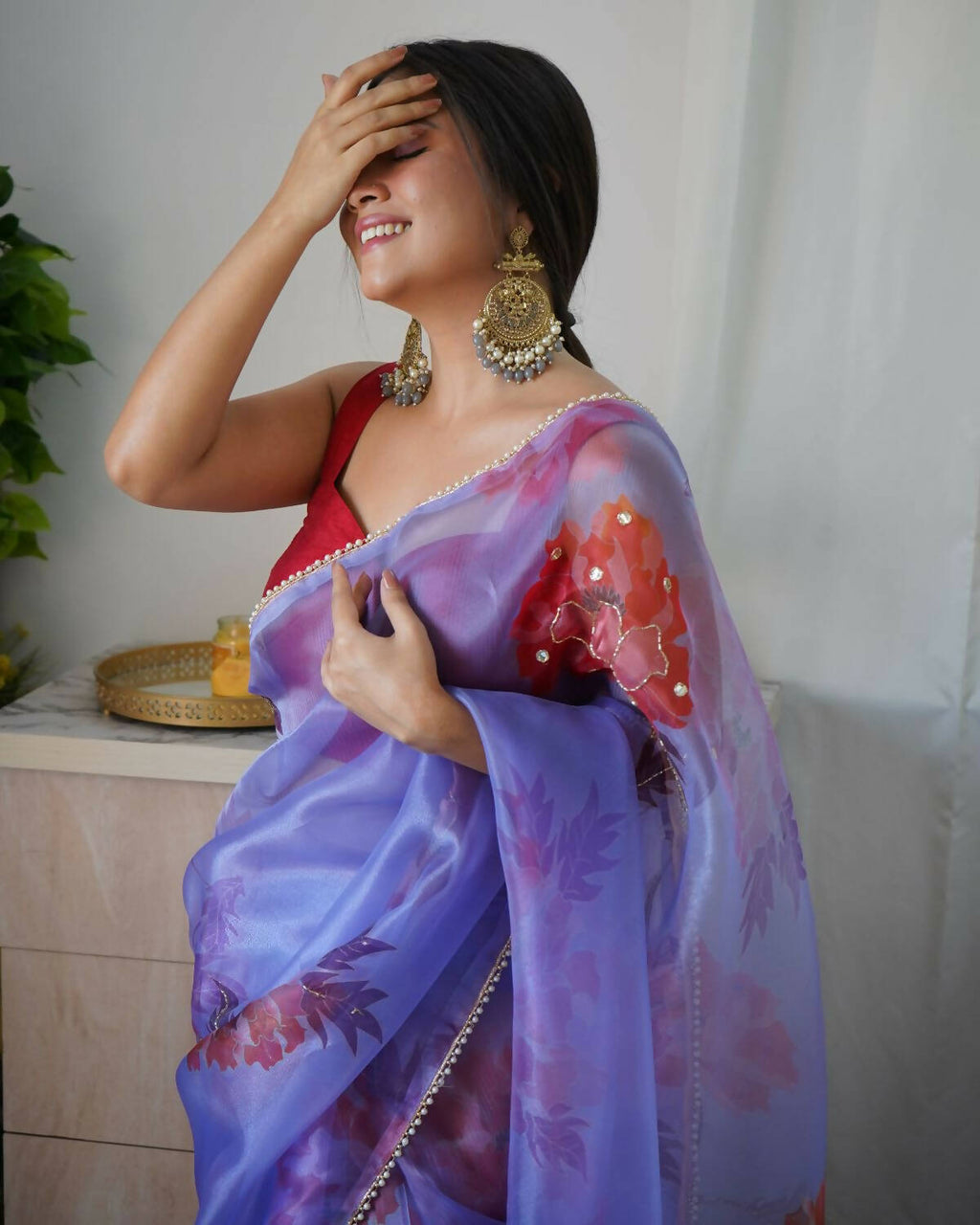 Vamsee Blue Organza Saree