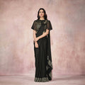Black Lycra Embroidery Designer Saree With Blouse - Mohmanthan Sitaarah