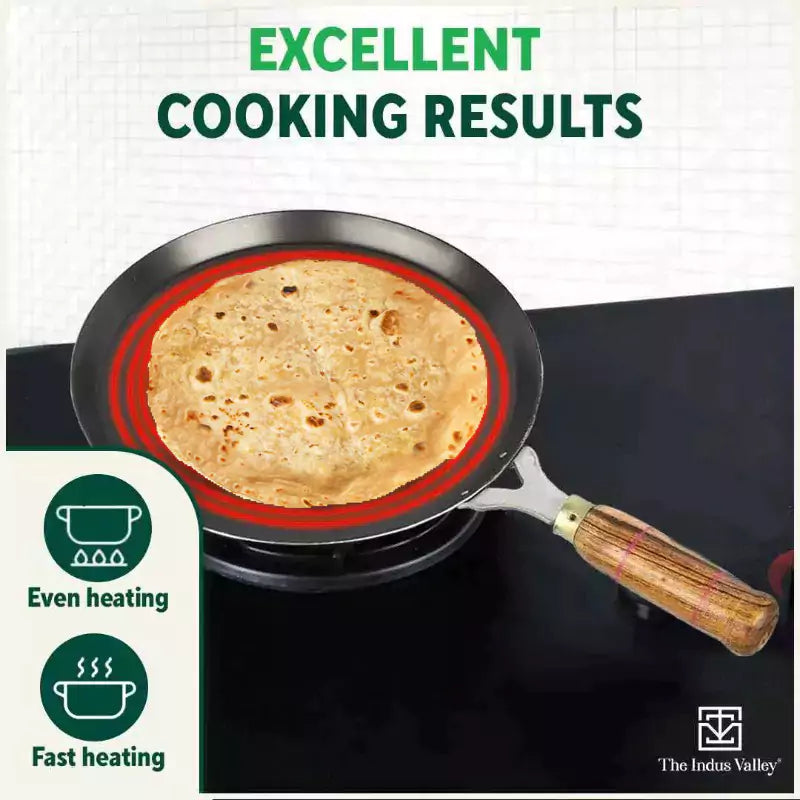 The Indus Valley 100% Pure Iron Cookware Set: Kadai+ Tawa+ Fry Pan, Toxin-free Sheet Iron, Pre-seasoned, Induction & Gas, Kitchen Set for Home, Tadka Pan