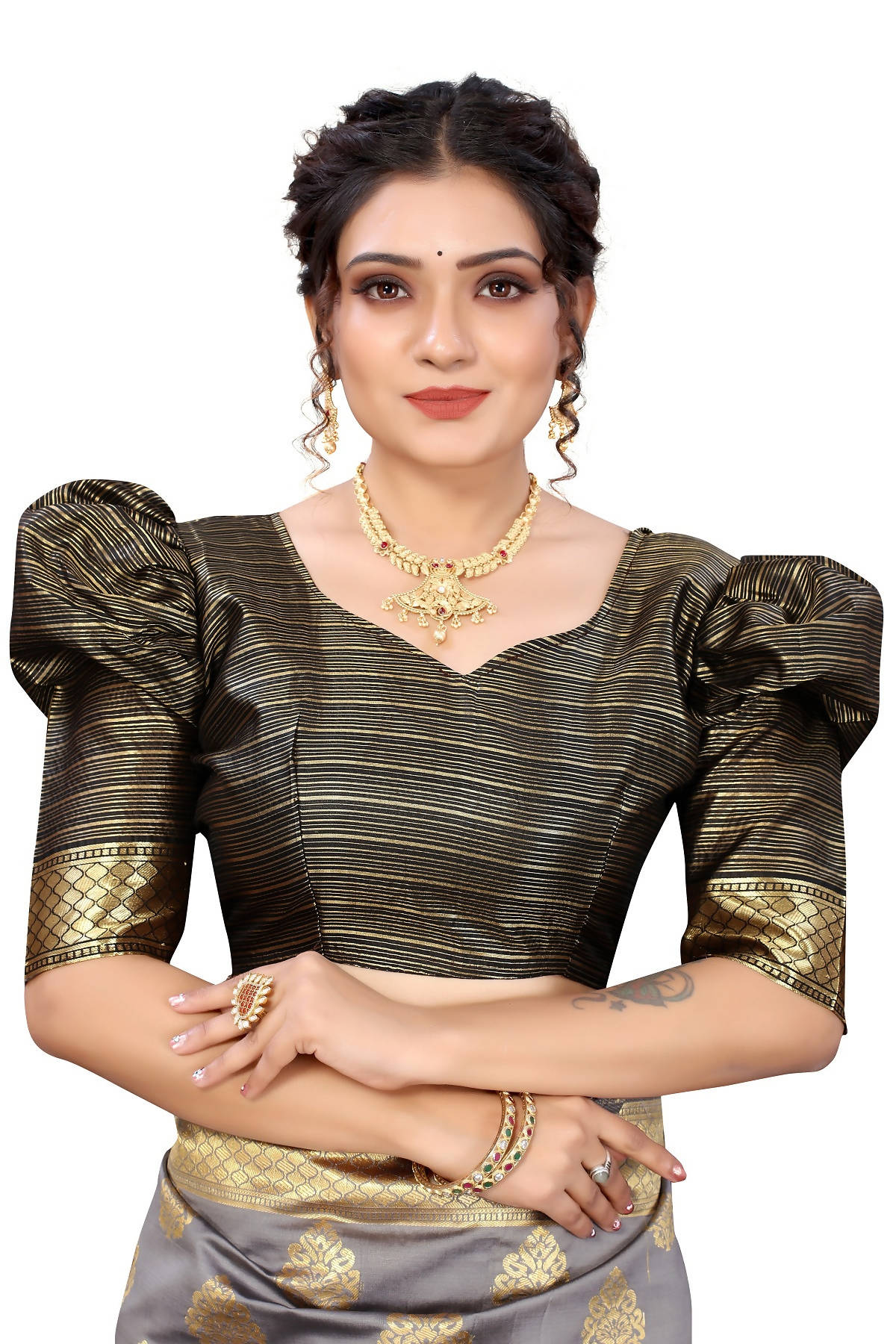Vamika Ethnic Fire Grey Weaving Banarasi Jacquard Saree
