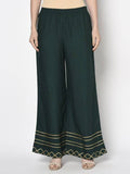 Aniyah Rayon Bottle Green Color Flared Slip-On Palazzo (AN-206K)