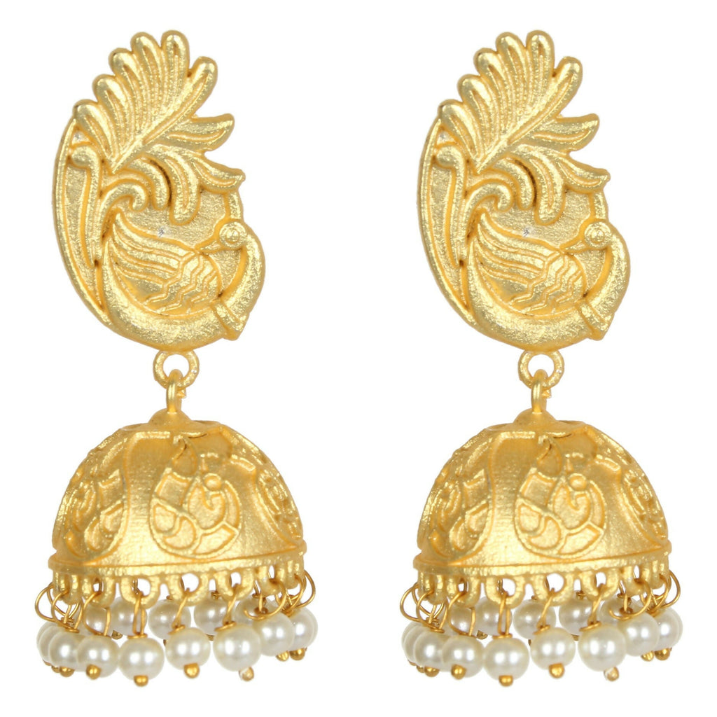 Joban Fashion Women Matte Gold Brass Jhumka