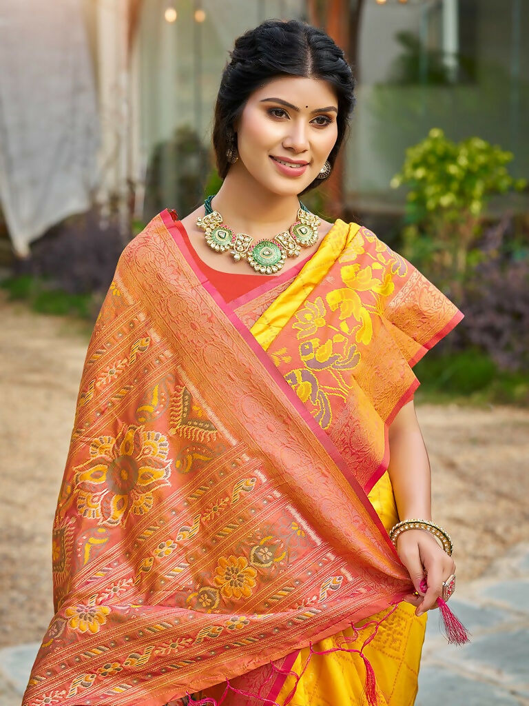 Shree Shyam Fashion Yellow Soft Silk Saree