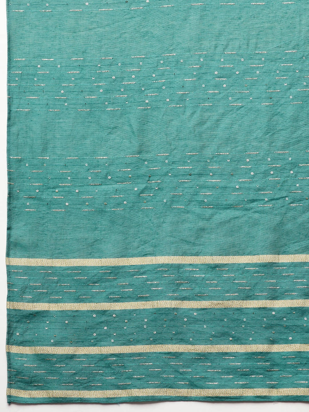 Myshka Dark Green Embroidered 3/4 Sleeve Round Neck Kurta Pant Dupatta Set