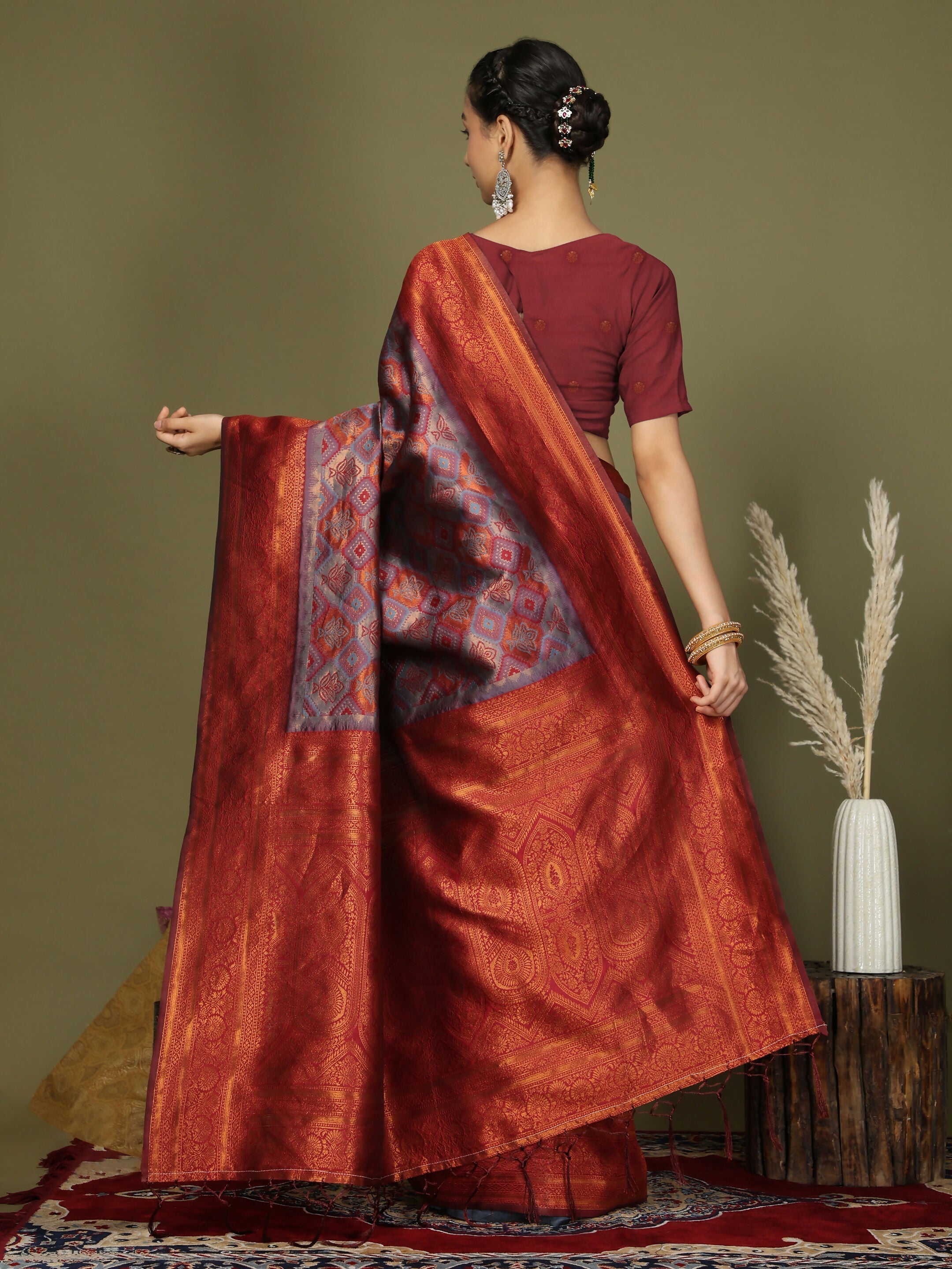 Shree Shyam Fashion Lichi Silk Grey Saree