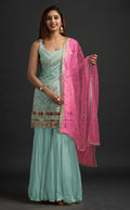 Anaita Sky Blue Georgette Suit with Embroidered Thread & Sequence Work
