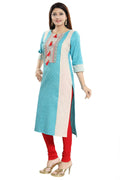 Snehal Creations Tantalising T. Blue Textured Cotton Straight Tunic