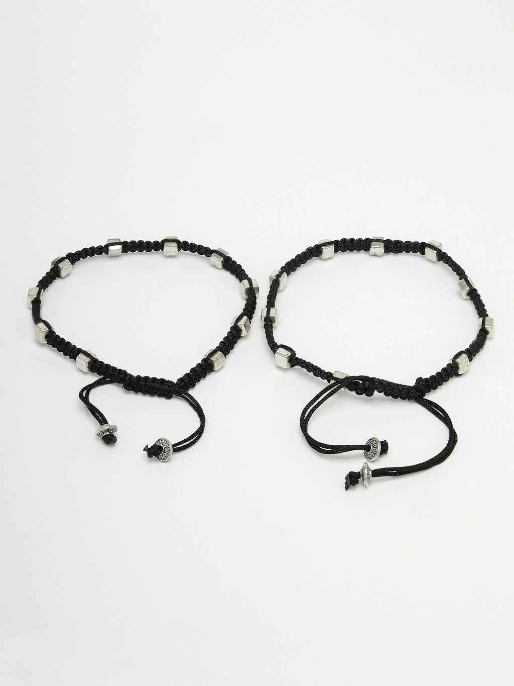 NVR Women's Evil Eye Adjustable Black Anklets