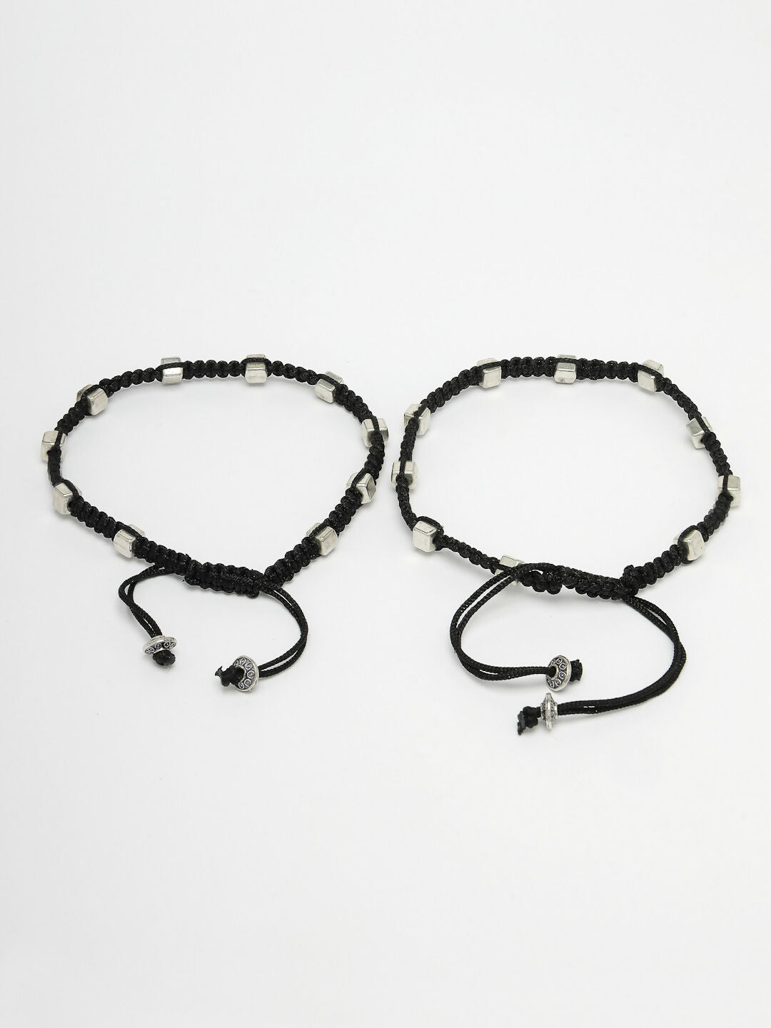 NVR Women's Evil Eye Adjustable Black Anklets