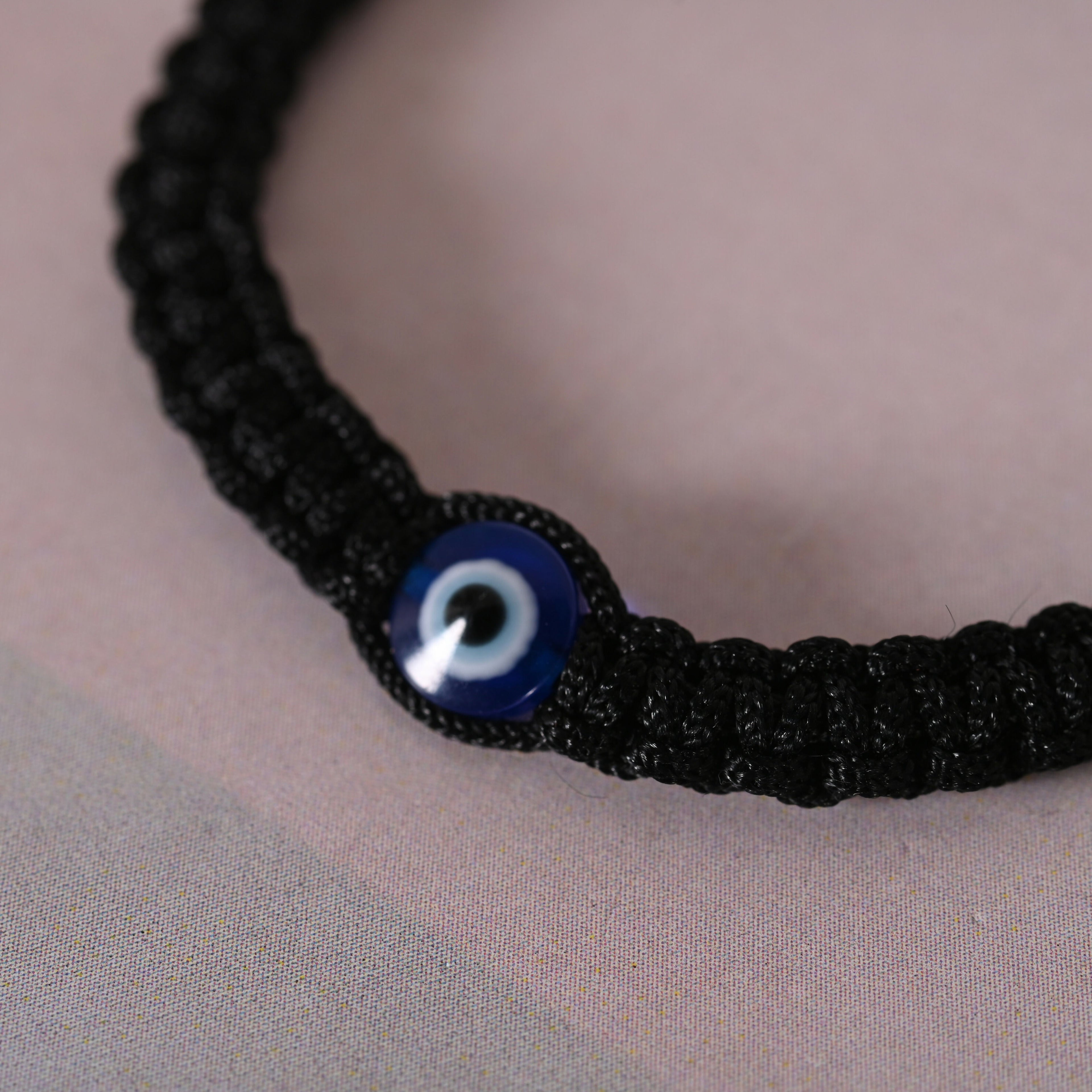 NVR Men & Women Black Fabric Elasticated Bracelet