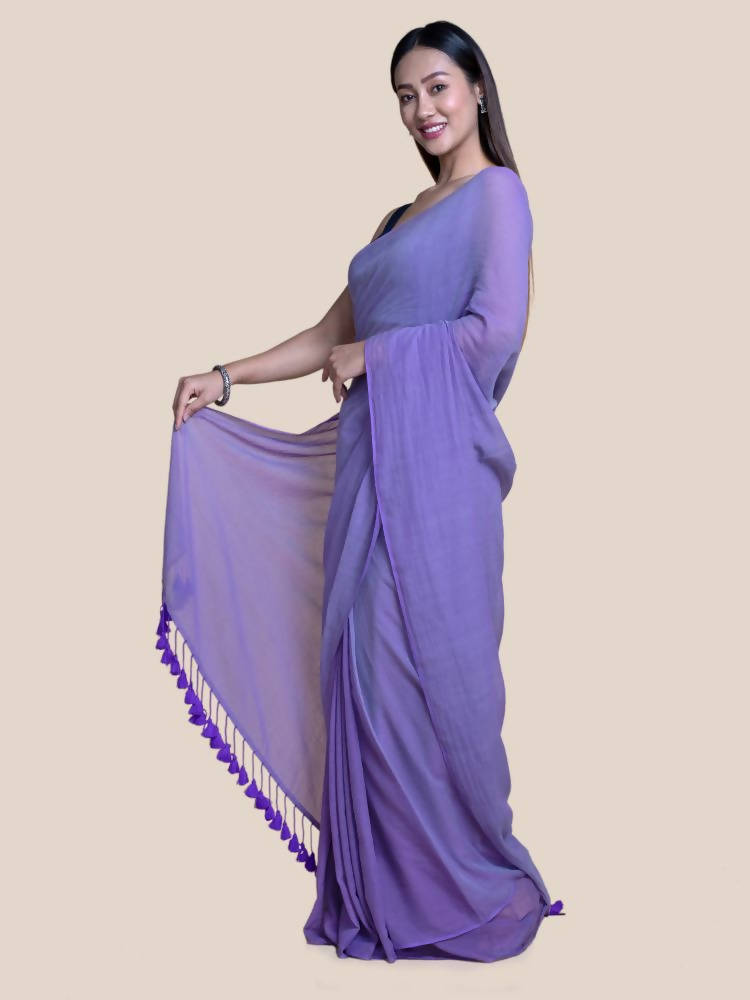 Suta Lavender Solid Mul Saree