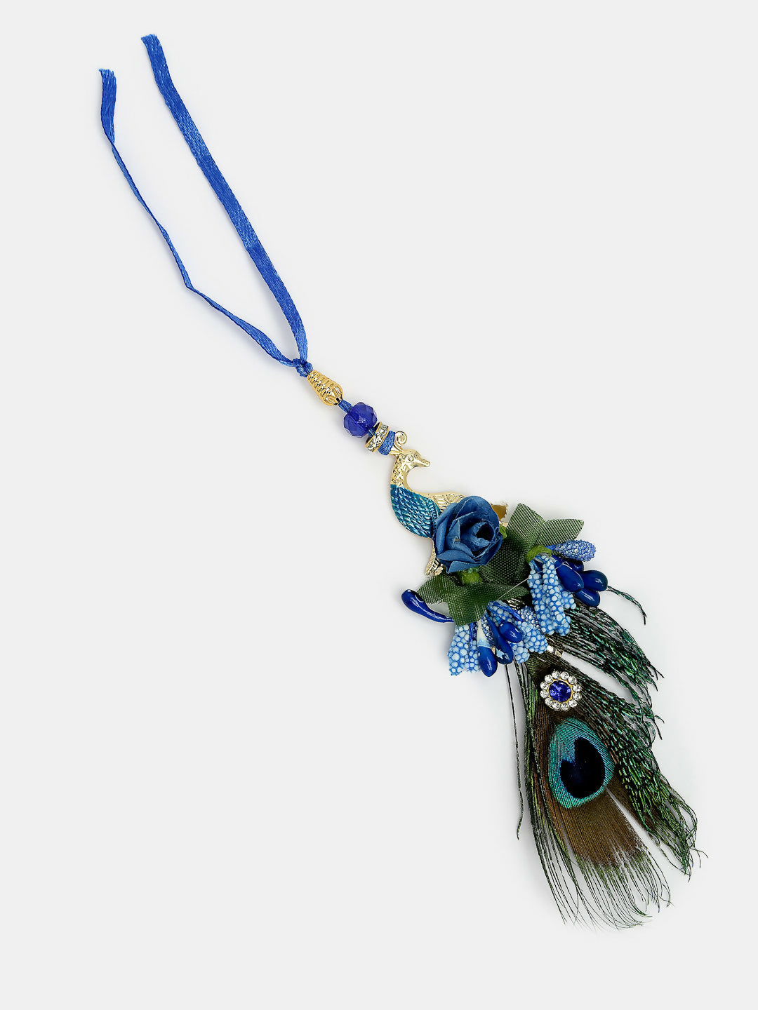 NVR Women & Men Set of 2 Blue Peacock Design Bhaiya Bhabhi Rakhi With Roli Chawal