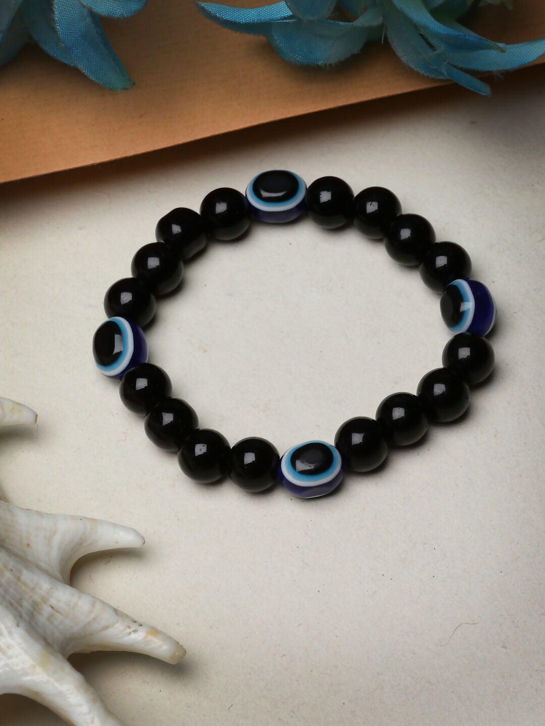 NVR Men & Women Evil Eye Beaded Adjustable Bracelet
