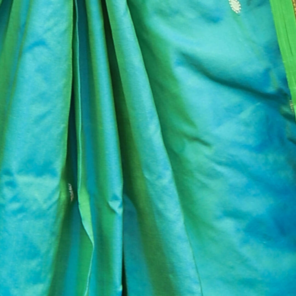 Very Much Indian Pure Silk Handloom Paithani -Dual Tone Blue Green