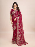 kasee Floral Embroidered Pure Georgette Ready to Wear Saree