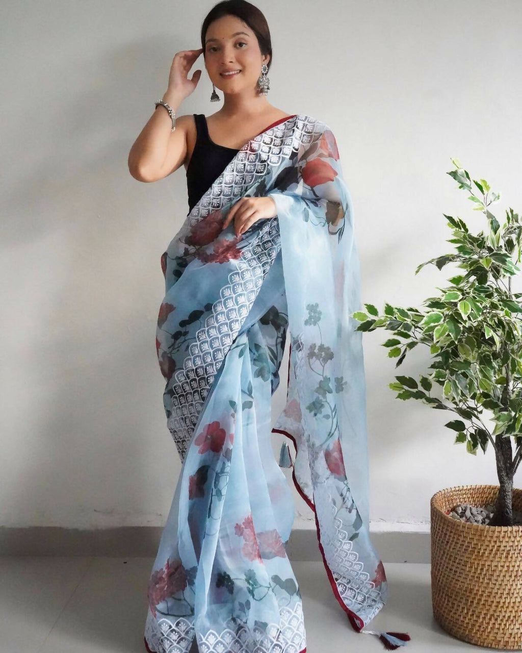 Vamsee Sky Organza Saree