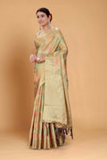 Beige Soft Organza Woven Design Saree With Unstitched Blouse Piece - Zaara