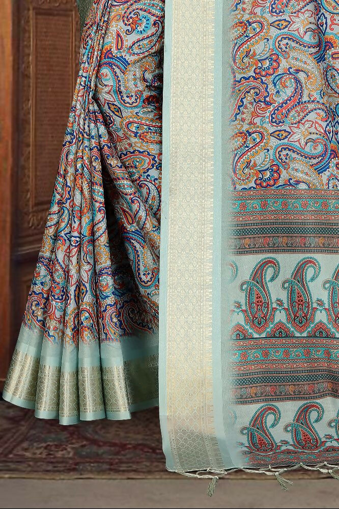PR Fashion Multi Heavy Rich Cotton Silk Digital Print & Jacquard Saree