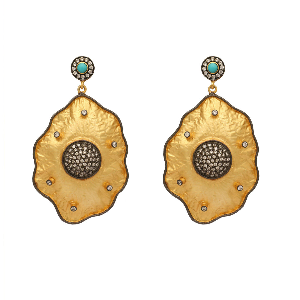Nuyug 18k Gold-Plated American Diamond Studded Anti Tarnish Contemporary Dangler Earrings