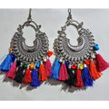 MS Fashion India Afghani Chandbali with Beads And Silk Threads Alloy Earrings