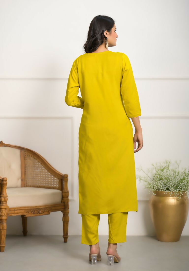 Festive Wear Ethnic Yellow Viscose Stitched Suit With Dupatta - Tanisha