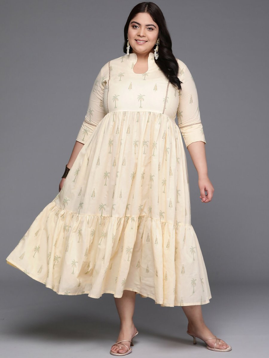 Ahalyaa Women's Traditional wear Ethnic Dress - Off White