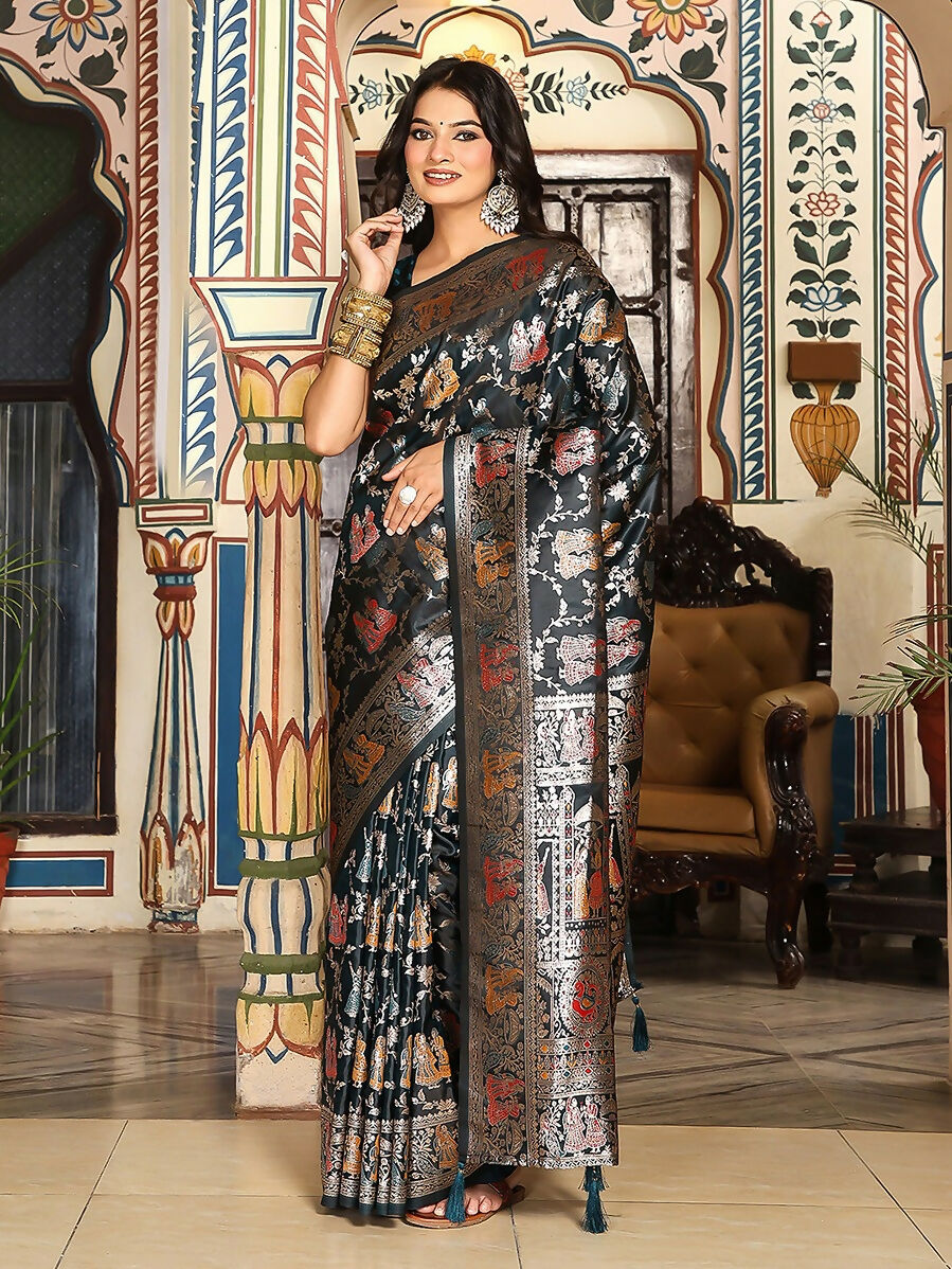 Shree Shyam Fashion Teal Green Silk Saree