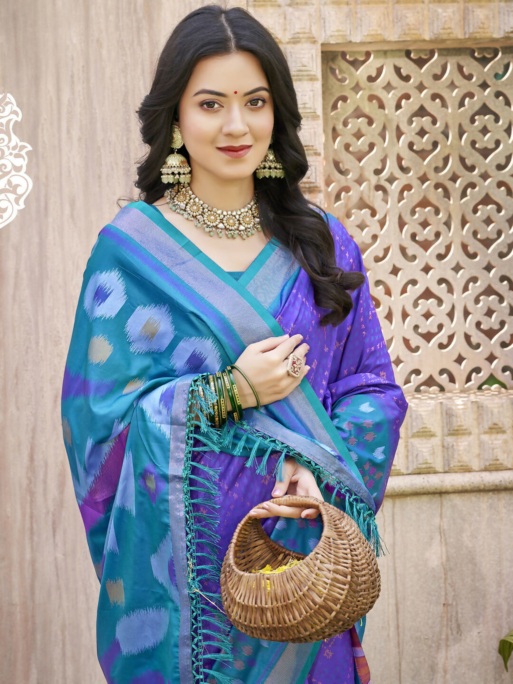 Shree Shyam Fashion Pochampalli Silk Violet Saree