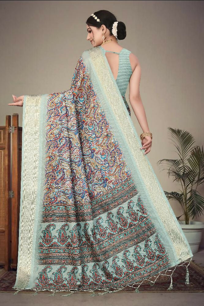 PR Fashion Multi Heavy Rich Cotton Silk Digital Print & Jacquard Saree