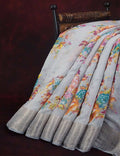 Shades Of Grey With Floral Design Semi Chanderi Saree By Gayathri Reddy Designer Studio