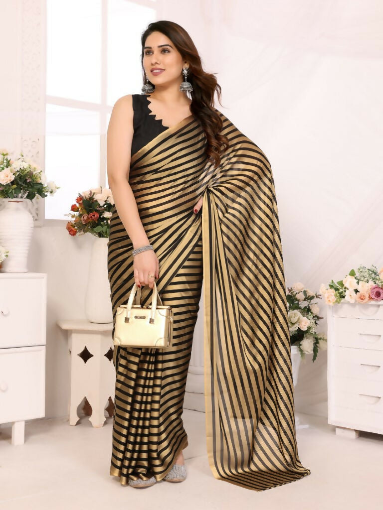Designer Partywear Black & Silver Georgette Fancy Saree - Satrangi
