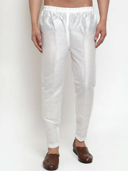 Jompers Men White Solid Pyjamas