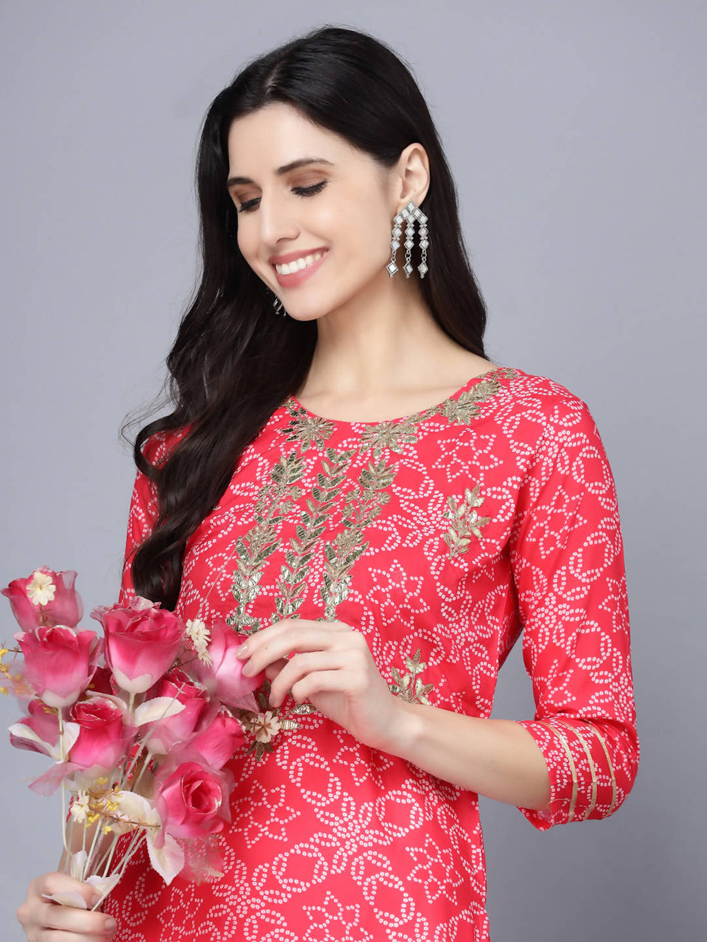 Myshka Women Pink Floral Printed Kurta