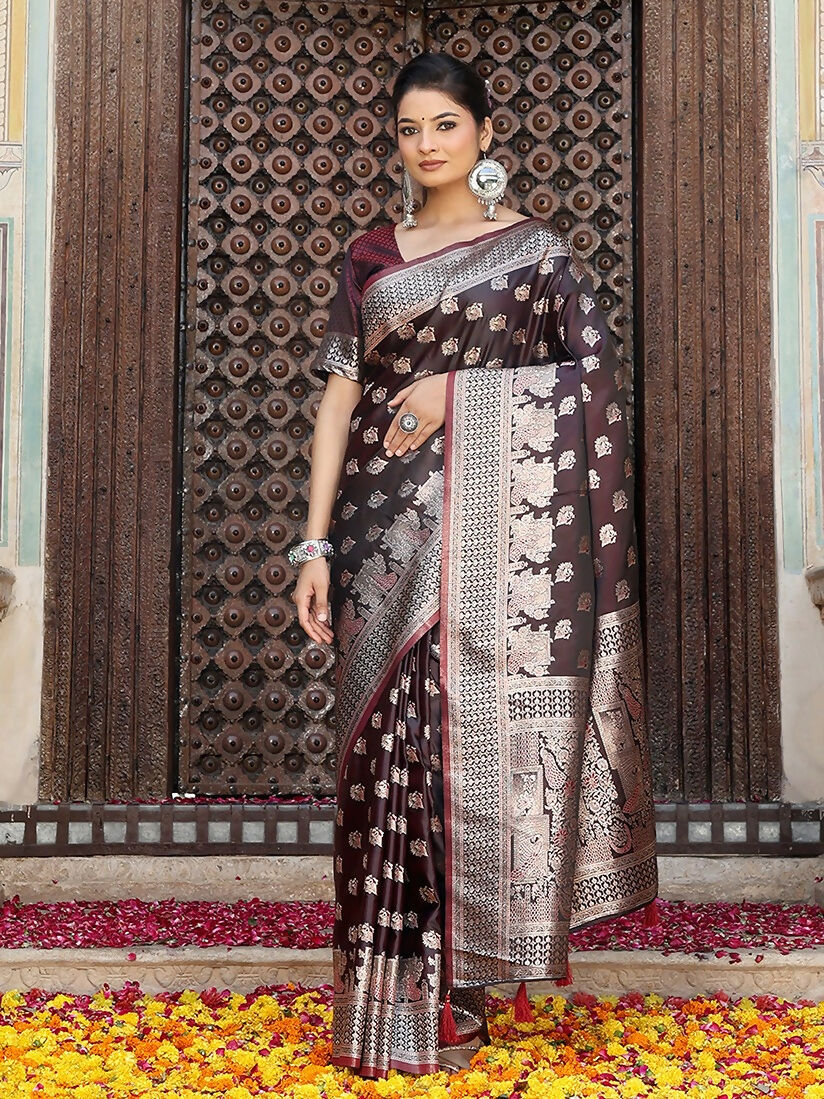 Shree Shyam Fashion Red Silk Saree