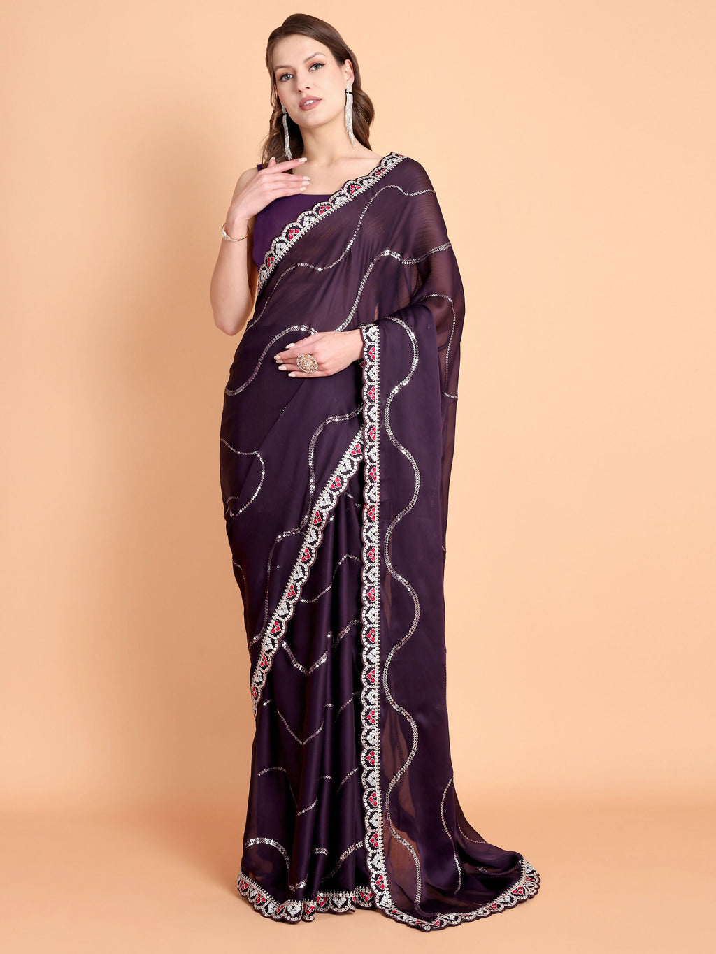 Vamsee Laxmibai Magenta Georgette Saree
