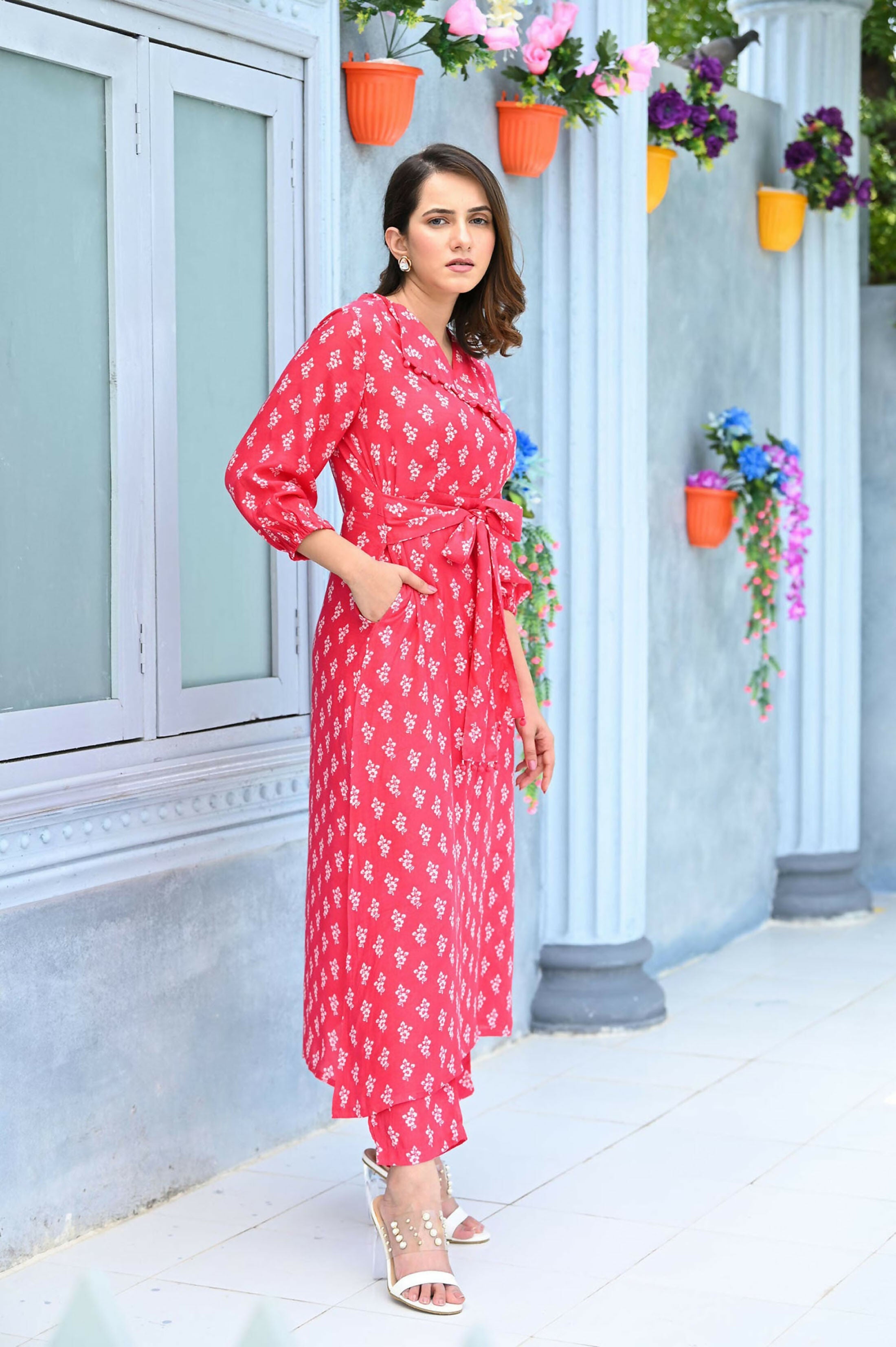 Jyoti Fashion Women's Pink Pure Muslin Heavy Digital Printed Kurta Pant Set