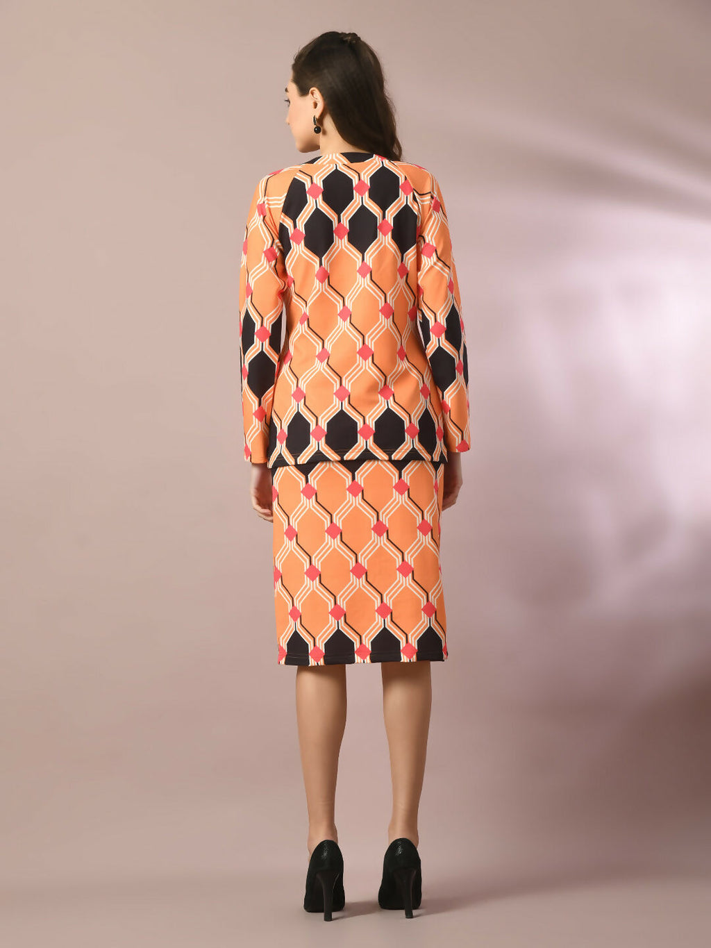 Myshka Women's Multi Printed Round Neck Party Top With Skirt Co-ord set