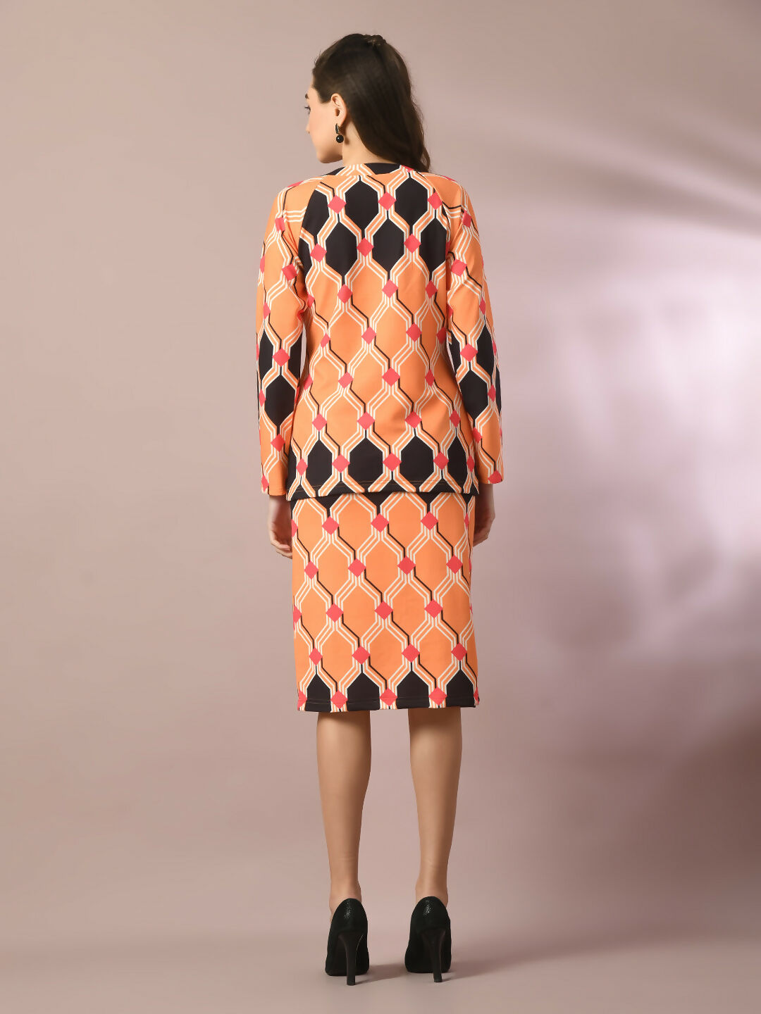 Myshka Women's Multi Printed Round Neck Party Top With Skirt Co-ord set