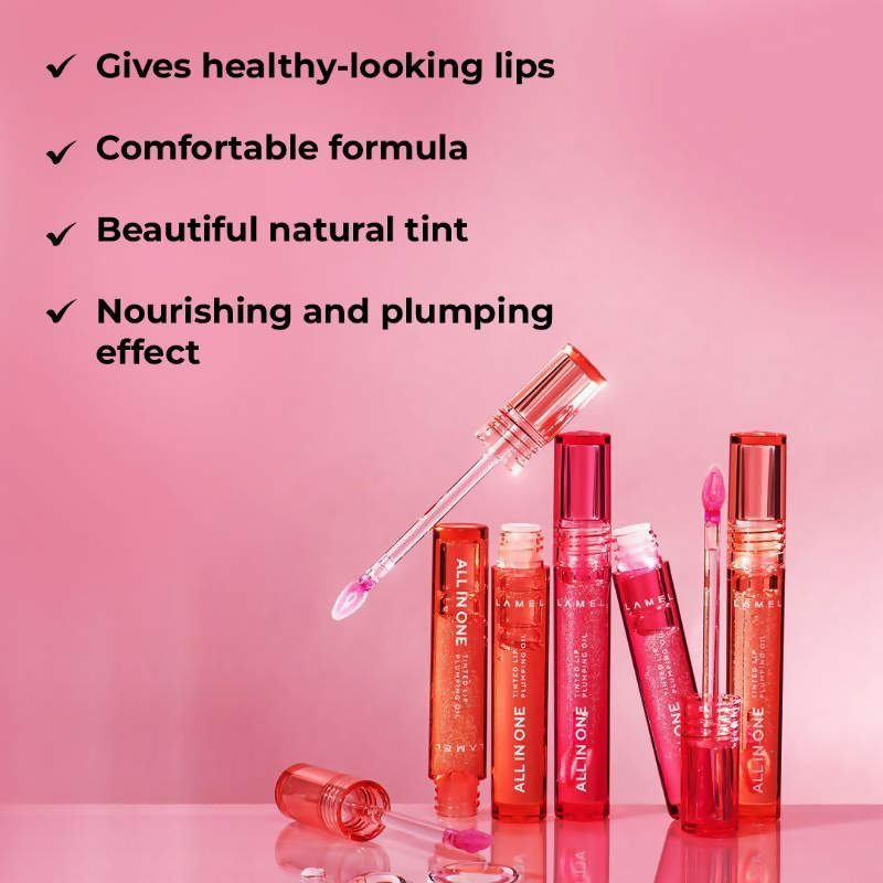 Lamel All In One Lip Tinted Plumping Oil - 402 Pink Sparkle