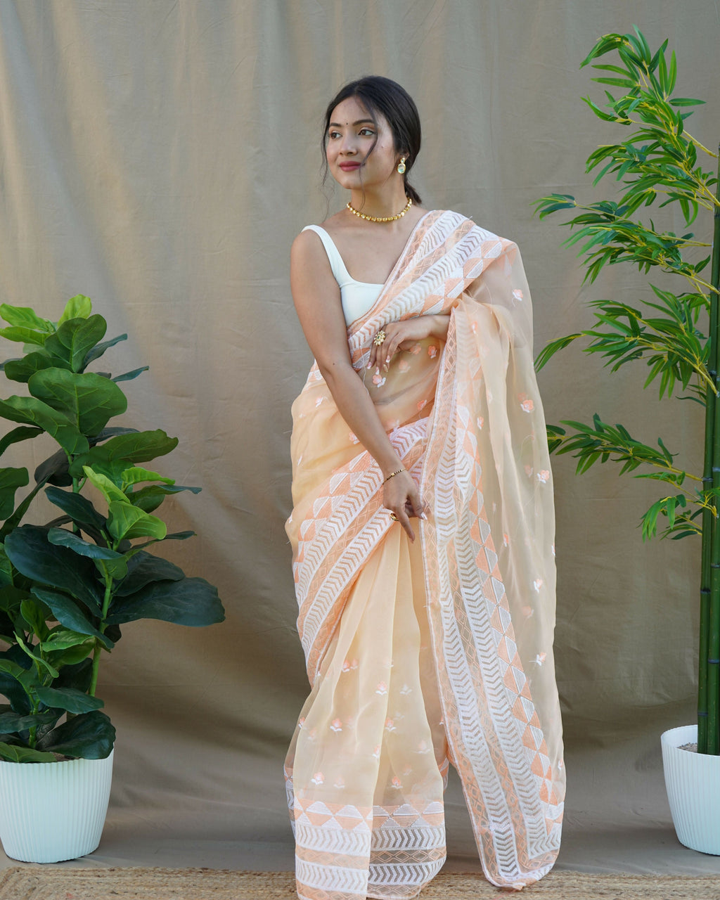 Vamsee Kamal Chiku Organza Saree