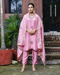 Vaasva Women's Tissue Silk Emboidered Suit Set With Solid Pant & Solid Embroidered Dupatta