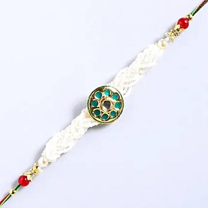Traditional Kundan Rakhi With Wallet And Kitkat